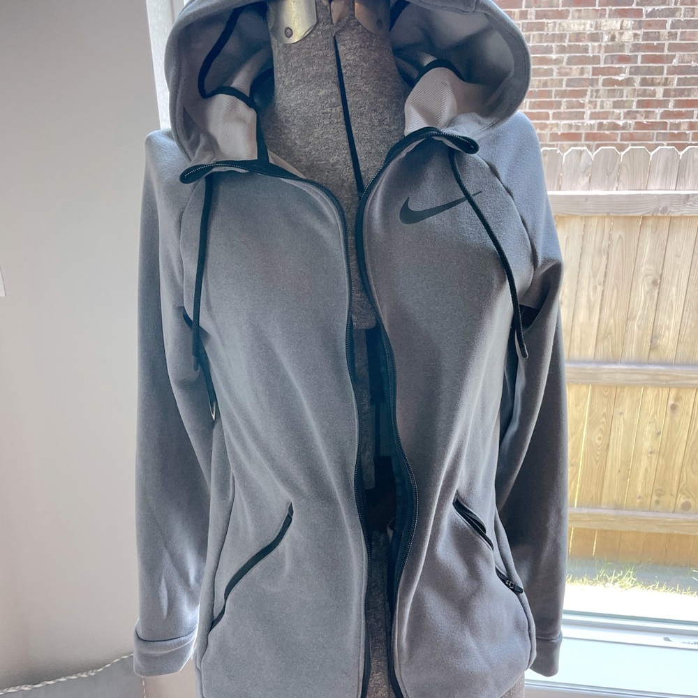 Gray Nike Full Zip Up Basketball Hoodie